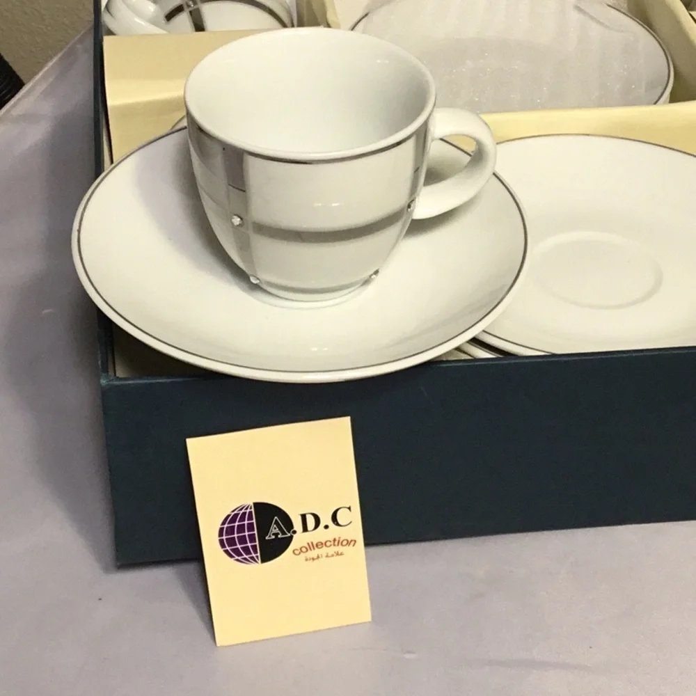 A.D.C DIAMOND COLLECTION TEA CUPS & SAUCERS
